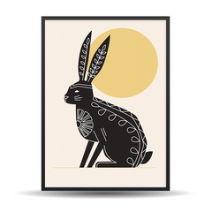 Black Animals Set "Deer - Horse - Rabbit" billedvæg