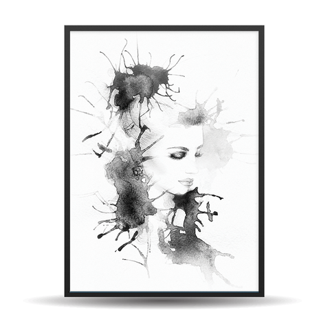 Black & White - Watercolor Female #4